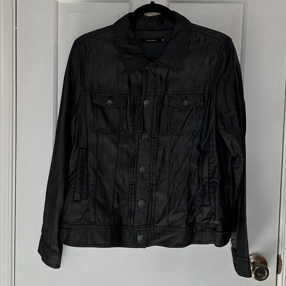 Tahari Gray Metallic Lighweight Jacket